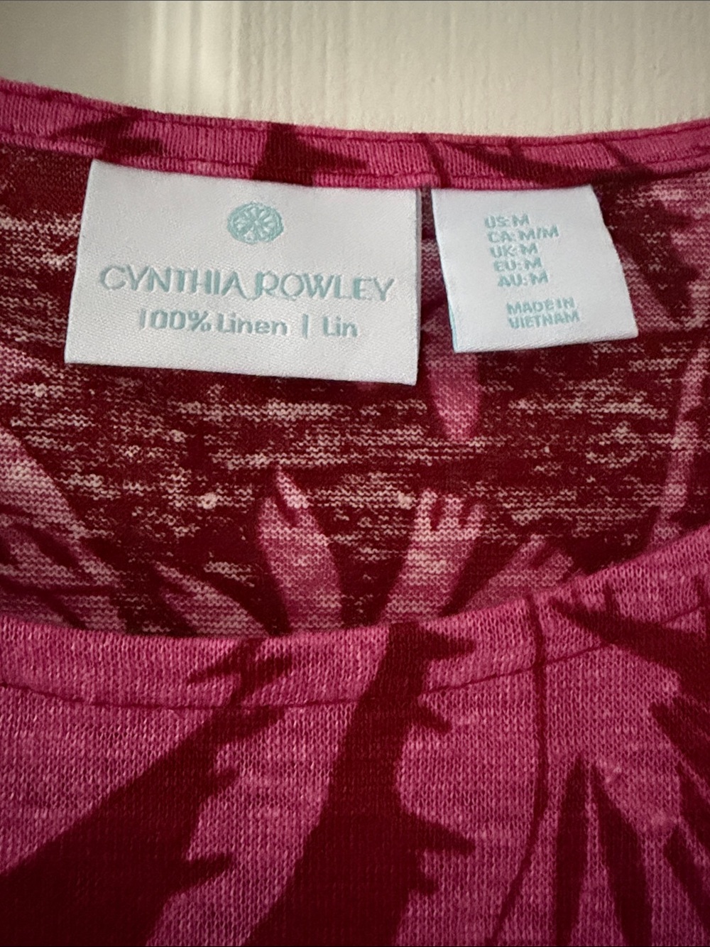 Cynthia Rowley Berry and Pink Tropical-Print Short Sleeve Top - Picture 2 of 5